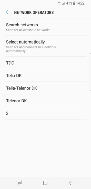 Select a network operator from the list