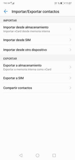 Seleccione Importar desde SIM