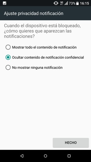Seleccione la opción deseada y seleccione HECHO