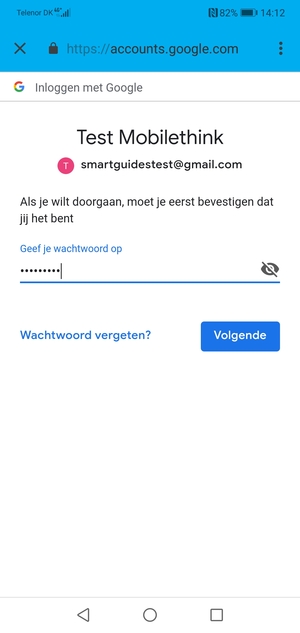 Voer uw Gmail wachtwoord in en selecteer Volgende