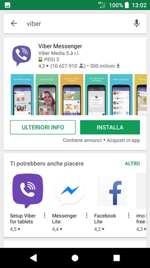 Seleziona l'applicazione