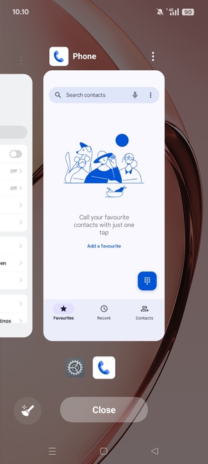 Select Close to close all running apps