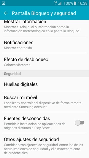 Desplácese y seleccione Otros ajustes de seguridad