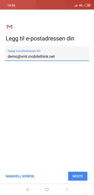Skriv inn e-postadresse og velg NESTE