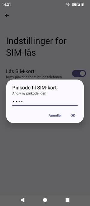 Bekræft din nye Pinkode til SIM-kort og vælg OK