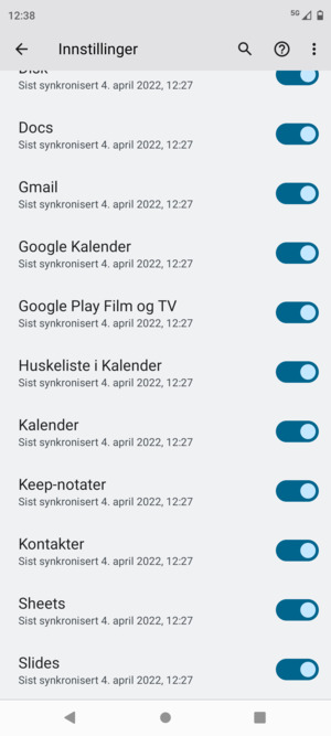 Forsikre deg om at Kontakter er valgt