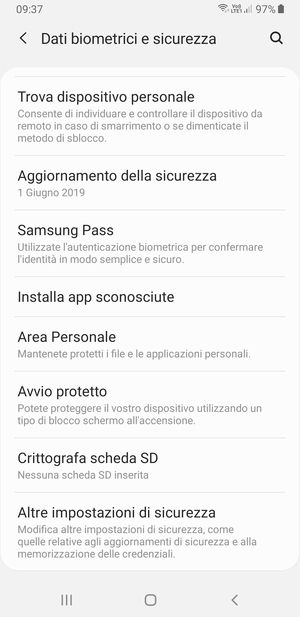Scorri e seleziona Altre impostazioni di sicurezza