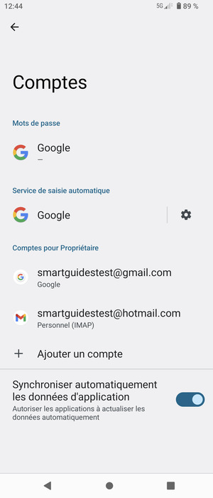 Sélectionnez votre compte Google