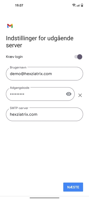 Indtast udgående serveradresse