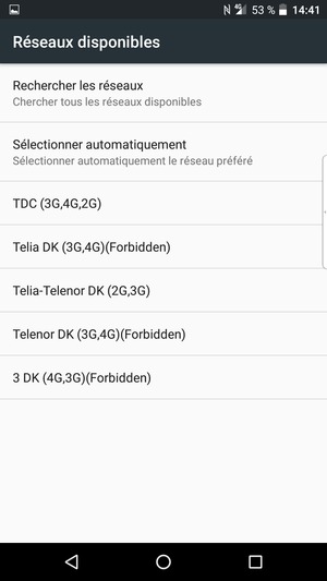 Sélectionnez un opérateur réseau dans la liste