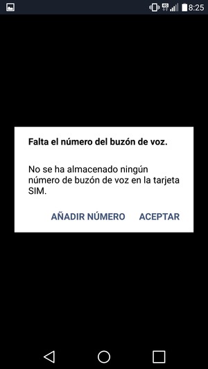 Si el correo de voz no está configurado, seleccione AÑADIR NÚMERO