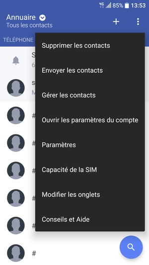 Sélectionnez Gérer les contacts