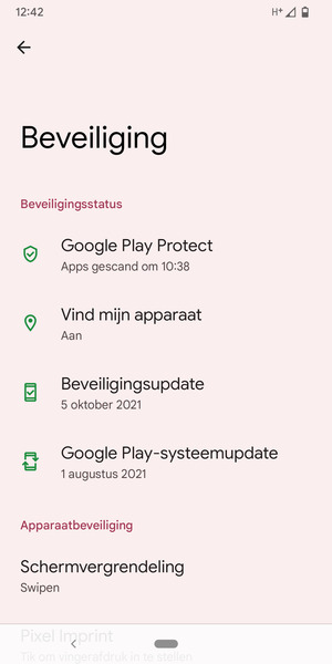 Om uw schermvergrendeling te activeren, ga naar het Beveilging-menu en selecteer Schermvergrendeling