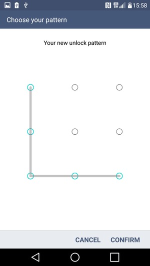 Draw the unlock pattern again and select CONFIRM