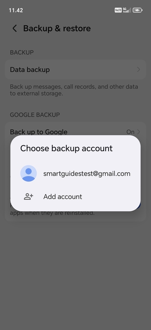 Select your backup account