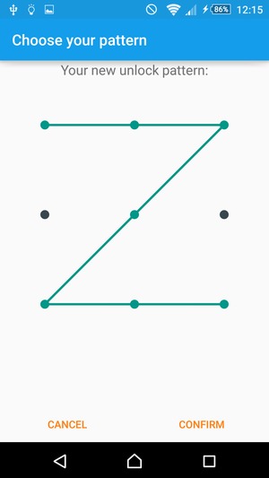 Draw the unlock pattern again and select CONFIRM