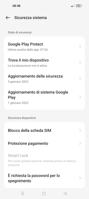 Seleziona  Blocco della scheda SIM
