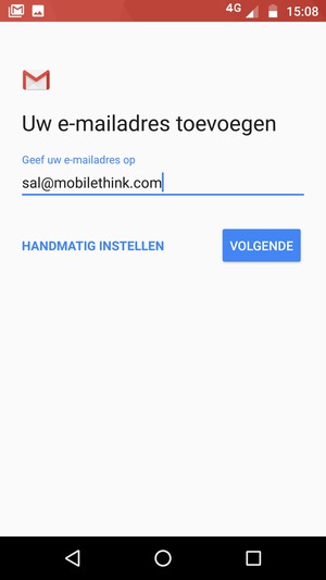 Voer uw e-mailadres in en selecteer HANDMATIG INSTELLEN