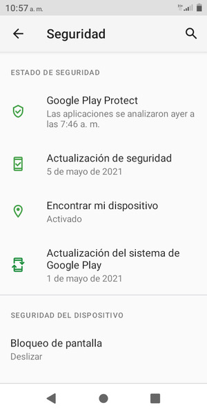 Seleccione Bloqueo de pantalla