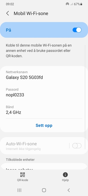 Telefonen din er konfigurert for bruk som et modem