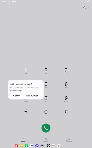 If your voicemail is not set up, select Add number