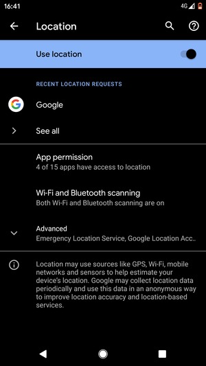 Turn off Use location