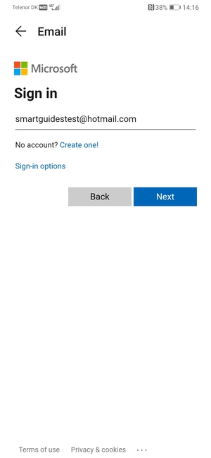 Enter your Hotmail address and select Next