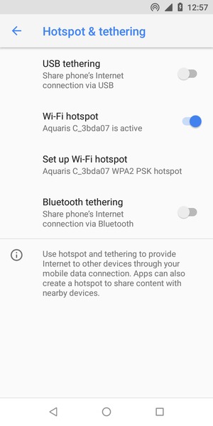Your phone is now set up for use as a modem