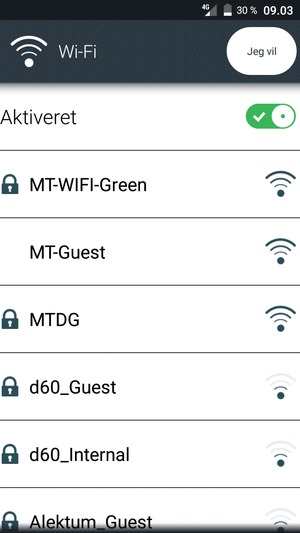 Vælg det trådløse netværk, du ønsker at oprette forbindelse til