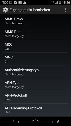 Scrollen Sie nach unten und geben Sie MMS-Informationen ein