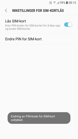 Din PIN-kode for SIM-kort er endret