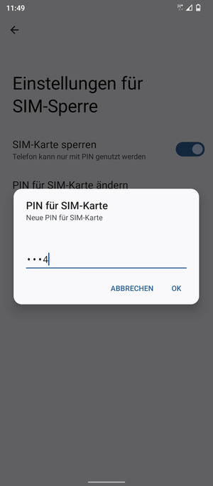 Geben Sie Ihre Neue PIN für SIM-Karte ein und wählen Sie OK
