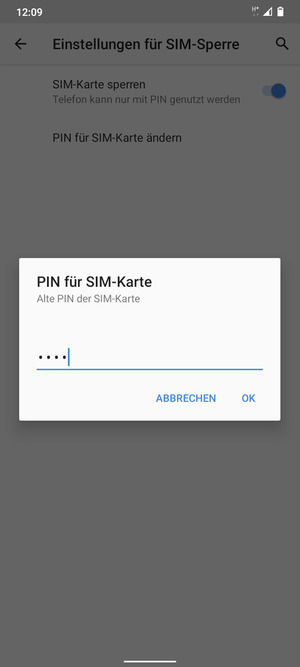 Geben Sie Ihre alte PIN der SIM-Karte ein und wählen Sie OK