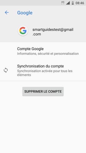 Sélectionnez Synchronisation du compte