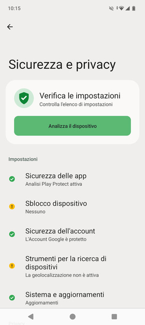 Per attivare il blocco dello schermo, vai al menu Sicurezza e privacy e seleziona Sblocco dispositivo