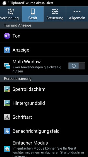 Scrollen Sie und wählen Sie  Sperrbildschirm