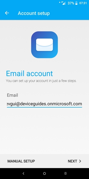 Enter your Email address and  select MANUAL SETUP