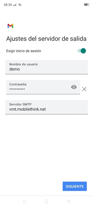 Introduzca la dirección de servidor saliente