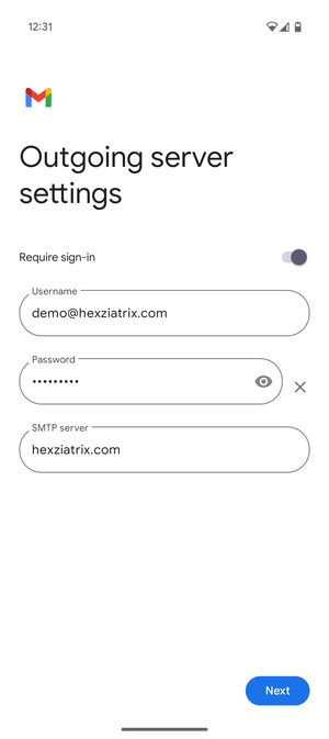 Enter Outgoing server address and select Next