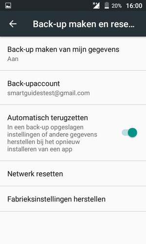 Selecteer Back-upaccount