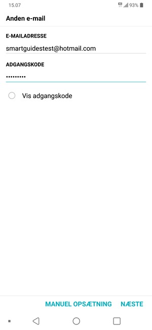 Indtast din Gmail adresse og vælg ADGANGSKODE