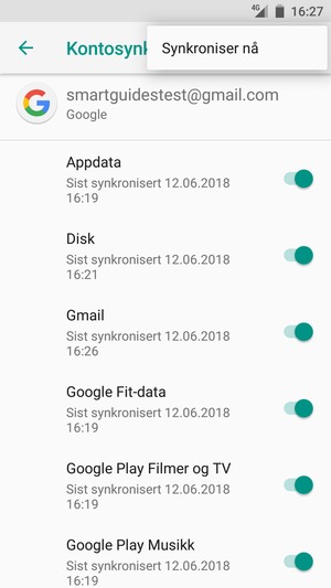 Velg Synkroniser nå