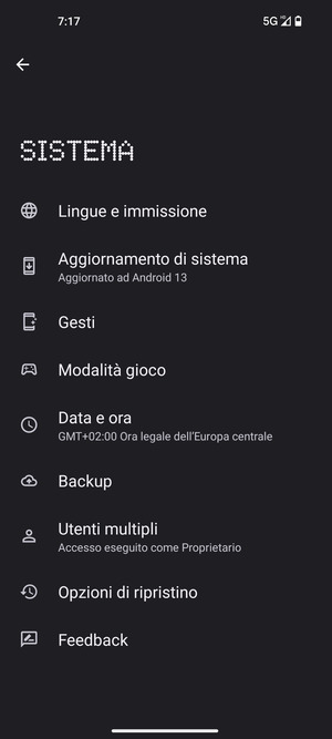 Seleziona Aggiornamento di sistema