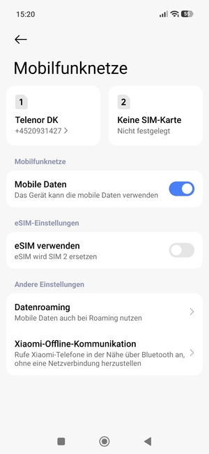 Schalten Sie eSIM einschalten ein
