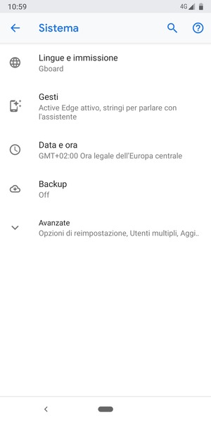 Seleziona Backup