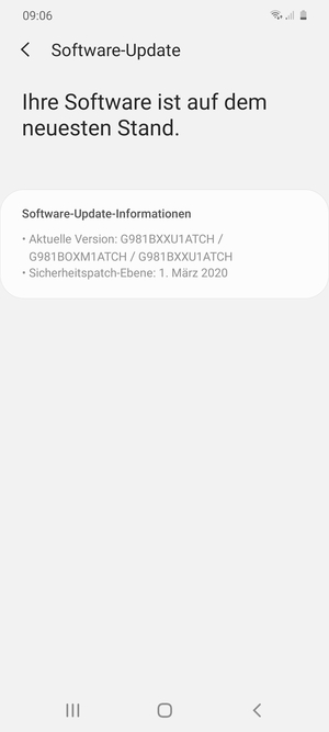 Falls Ihr Handy aktualisiert ist, wird Ihnen der folgende Bildschirm angezeigt