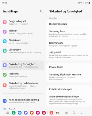 Scroll til og vælg Andre sikkerhedsindstillinger