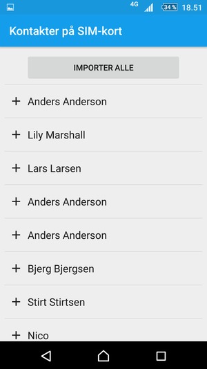 Vælg IMPORTER ALLE