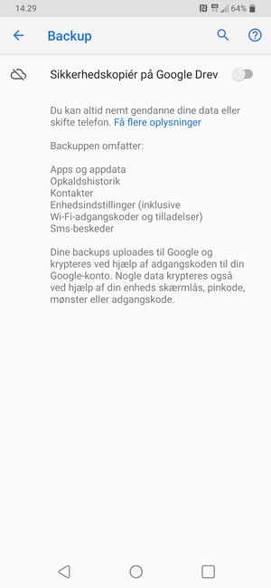 Aktiver Sikkerhedskopiér på Google Drev
