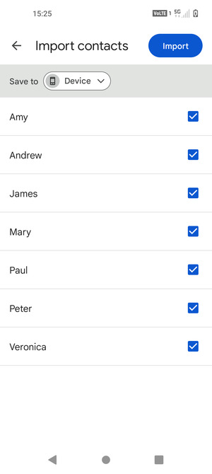 Select the v button